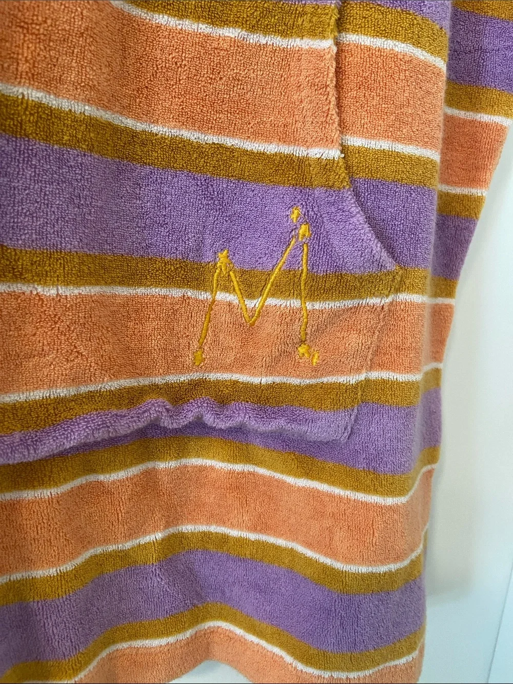 Munster Kids Girls' Orange & Purple Striped Short Sleeve terrycloth swim coverup